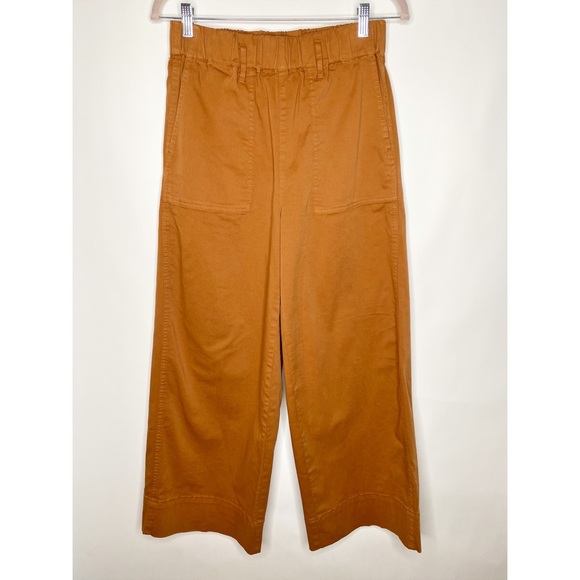 J Crew Pants Wide Leg Pull On Chino Orange Rust High Rise Full Length Size Small - Picture 2 of 15